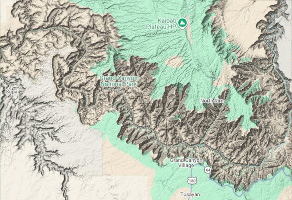 Topographic map of Grand Canyon National Park